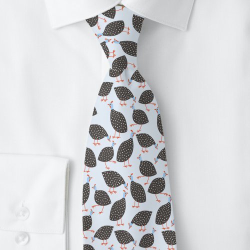 Guinea Fowl Pattern Blue Neck Tie