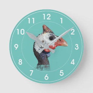Guinea Fowl Round Clock