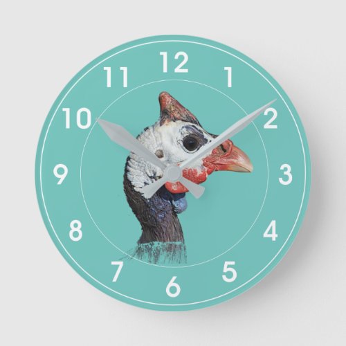 Guinea Fowl Round Clock