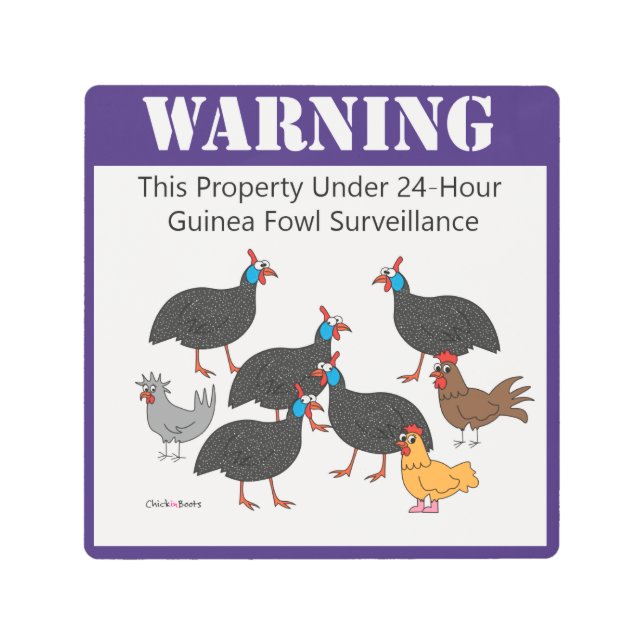 Guinea Fowl Surveillance! Metal Print (Front)