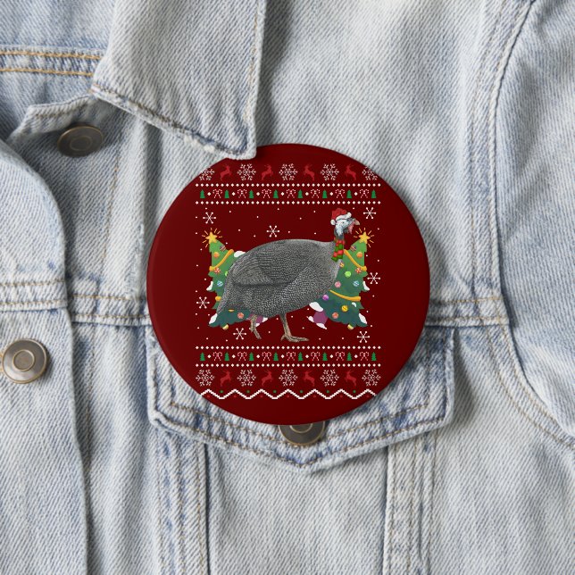 Guinea Fowl Xmas Gift Ugly Guinea Fowl Bird Christ Button (In Situ)