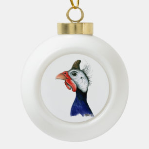 Guinea Head Ceramic Ball Christmas Ornament