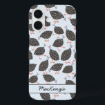 Guinea Hen Bird Pattern Personalized iPhone 16 Case<br><div class="desc">A flock of guinea hens,  perfect for your favorite poultry farmer,  birder or just for anyone who loves these quirky birds. A fun pattern on a pale blue background.  Change the name to customize.</div>