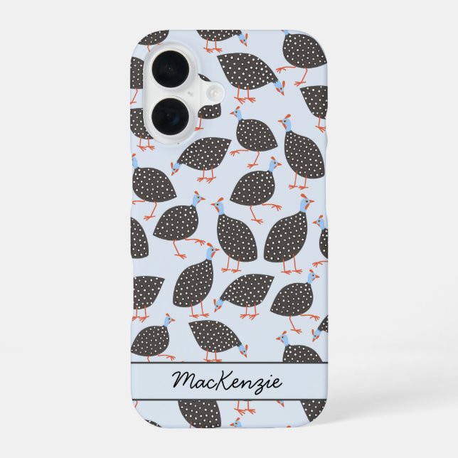 Guinea Hen Bird Pattern Personalized Iphone Case (Back)