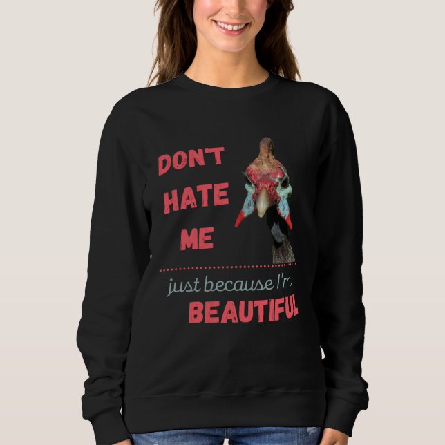 Guinea Hen Fowl Poultry Farm Funny Women Country Sweatshirt (Front)