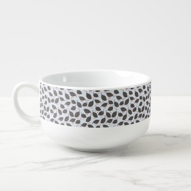 Guinea Hen Fun Bird Pattern Soup Mug (Right)