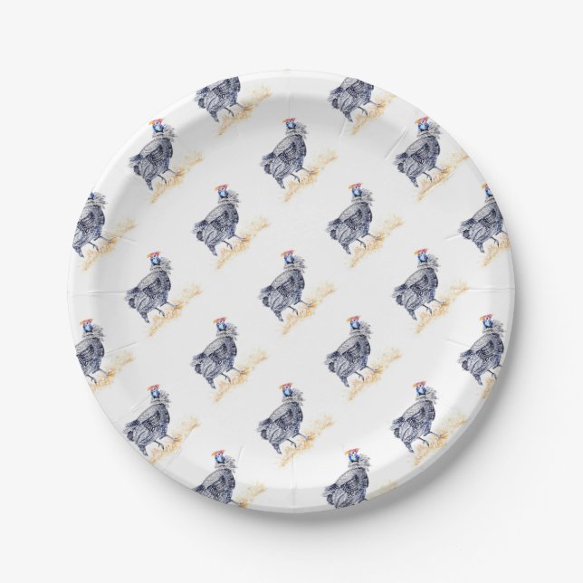 Guinea hen paper plates (Front)