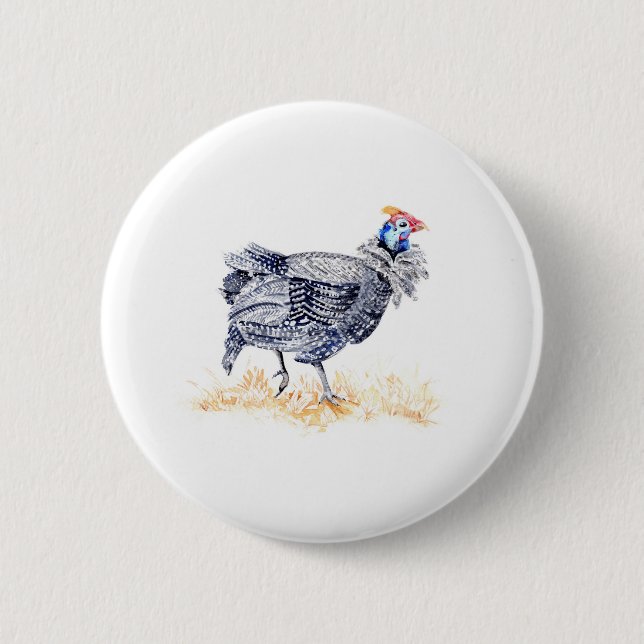 Guinea hen pinback button (Front)