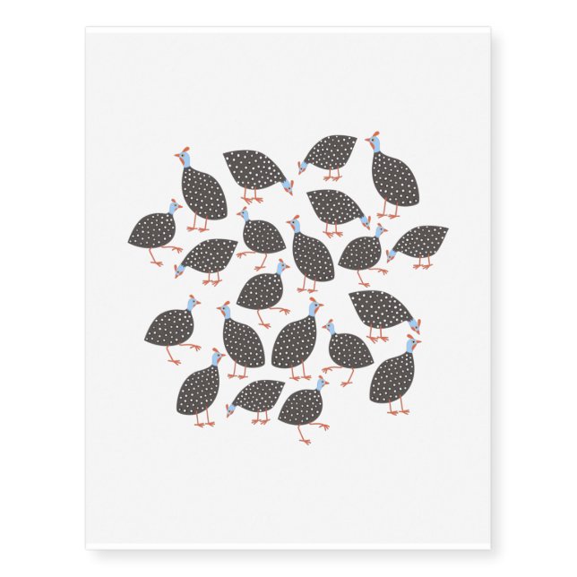 Guinea Hen Temporary Tattoos (Front)