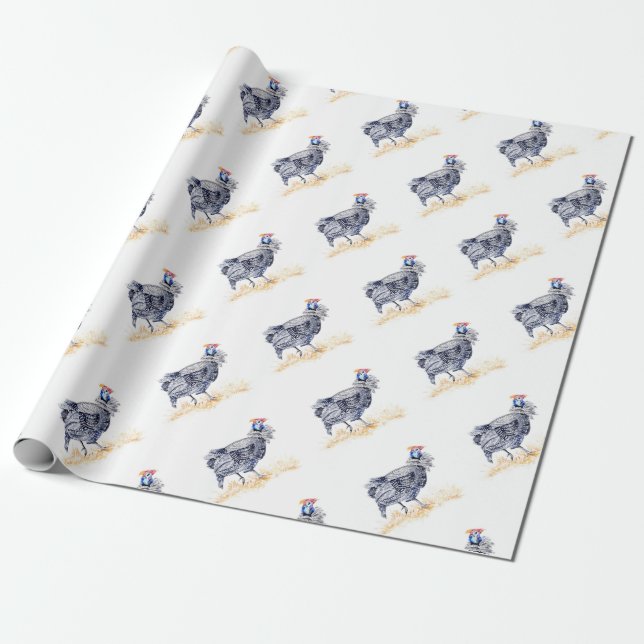 Guinea hen wrapping paper (Unrolled)