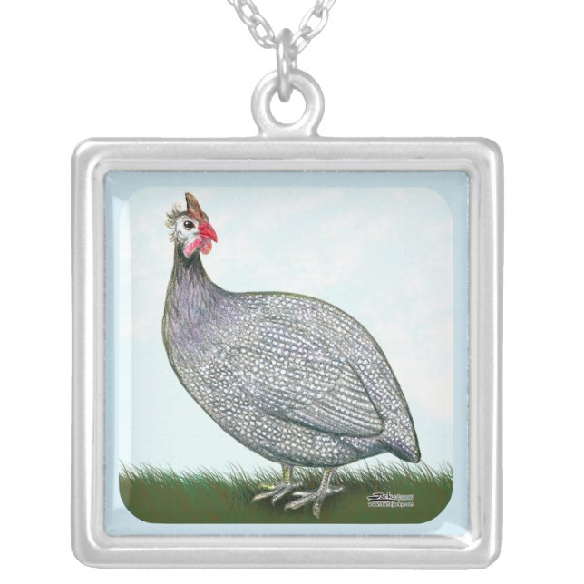 Guinea Lavender On Watch Silver Plated Necklace (Front)