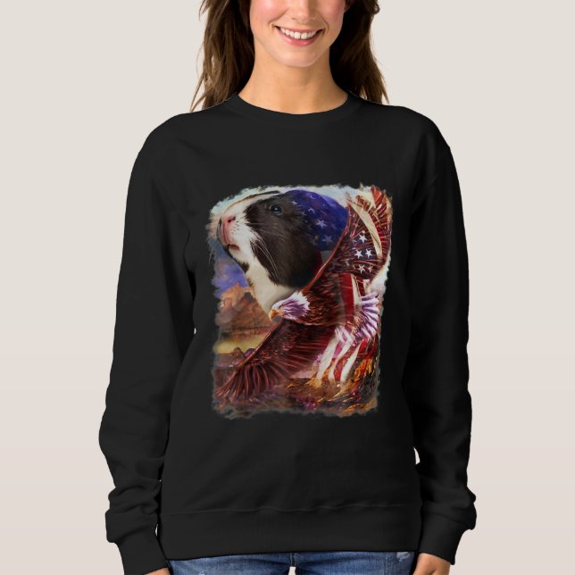 Guinea Pig American Flag 4th July Independence Eag Sweatshirt (Front)