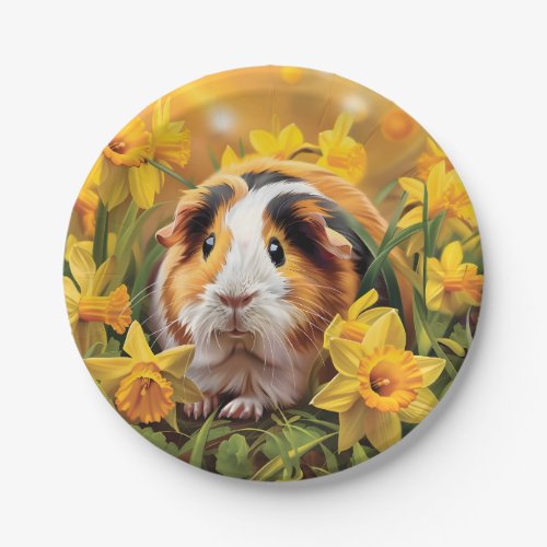 Guinea Pig Amongst The Daffodils Paper Plates