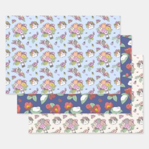 Guinea pig and flower patterns wrapping paper sheets