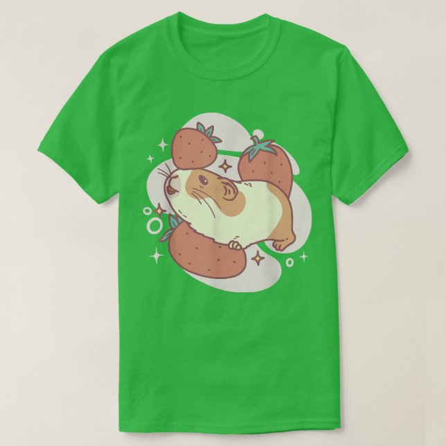 Guinea Pig And Strawberries Strawberry Rodent Pet  T-Shirt (Design Front)