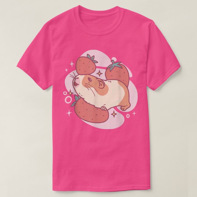 Guinea Pig And Strawberries Strawberry Rodent Pet  T-Shirt (Design Front)