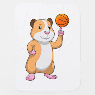 Guinea pig as Basketball player with Basketball.pn Baby Blanket