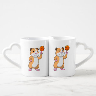 Guinea pig as Basketball player with Basketball.pn Coffee Mug Set