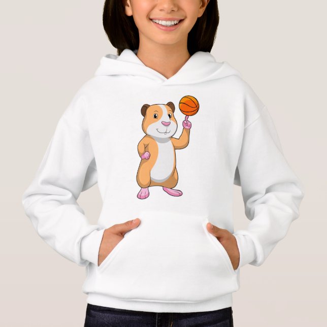 Guinea pig as Basketball player with Basketball.pn Hoodie (Front)