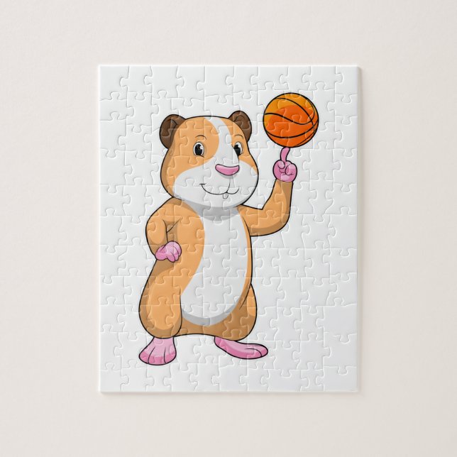Guinea pig as Basketball player with Basketball.pn Jigsaw Puzzle (Vertical)