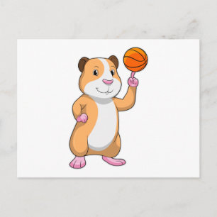 Guinea pig as Basketball player with Basketball.pn Postcard