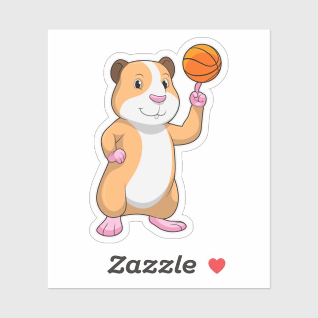 Guinea pig as Basketball player with Basketball.pn Sticker (Sheet)