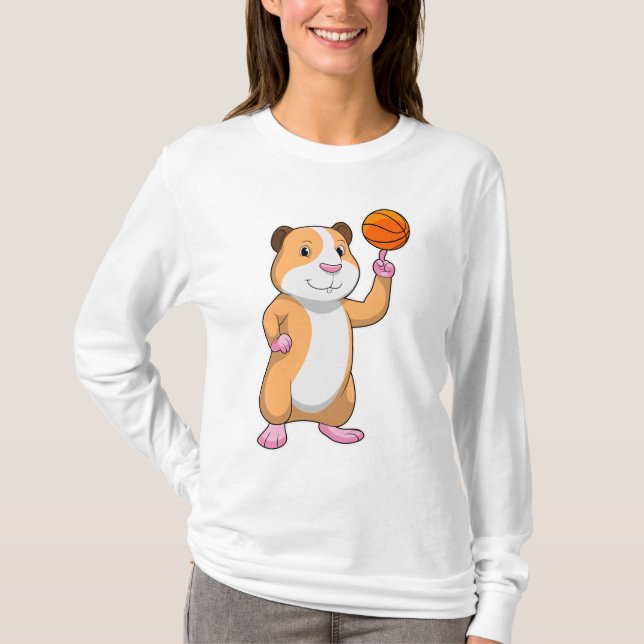 Guinea pig as Basketball player with Basketball.pn T-Shirt (Front)