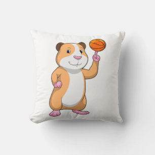 Guinea pig as Basketball player with Basketball.pn Throw Pillow