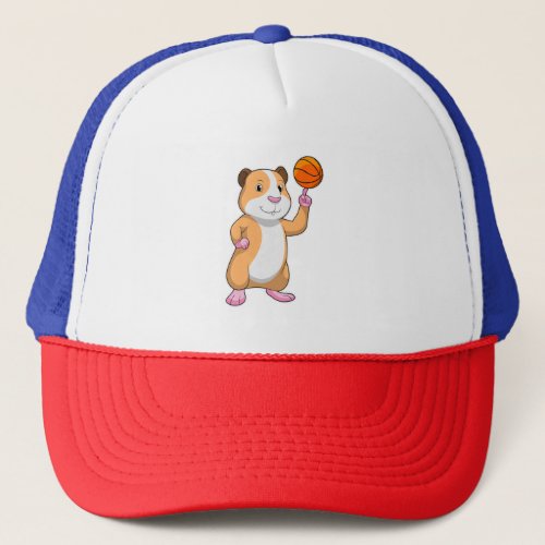 Guinea pig as Basketball player with Basketballpn Trucker Hat