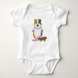 Guinea pig as Skater with Skateboard Baby Bodysuit