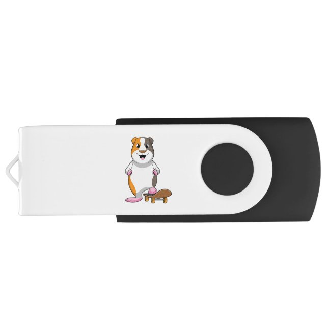 Guinea pig as Skater with Skateboard Flash Drive (Back)