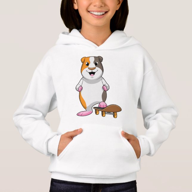 Guinea pig as Skater with Skateboard Hoodie (Front)