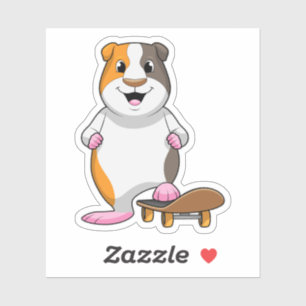 Guinea pig as Skater with Skateboard Sticker