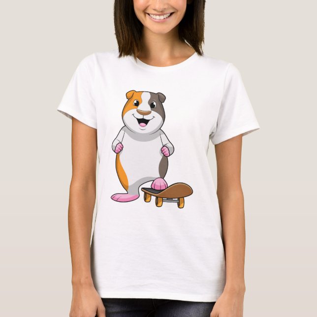 Guinea pig as Skater with Skateboard T-Shirt (Front)