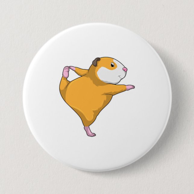 Guinea pig at Yoga Stretching exercise Button (Front)