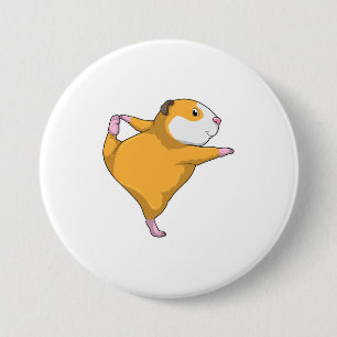 Guinea pig at Yoga Stretching exercise Button