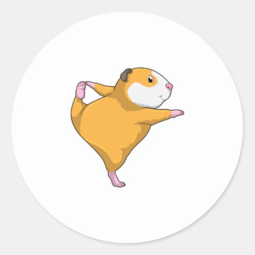 Guinea pig at Yoga Stretching exercise Classic Round Sticker
