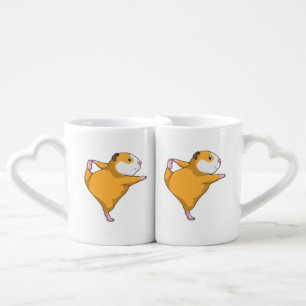 Guinea pig at Yoga Stretching exercise Coffee Mug Set