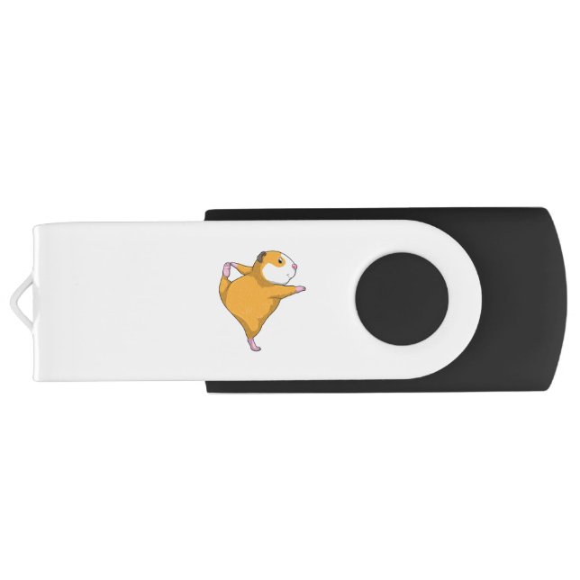 Guinea pig at Yoga Stretching exercise Flash Drive (Back)