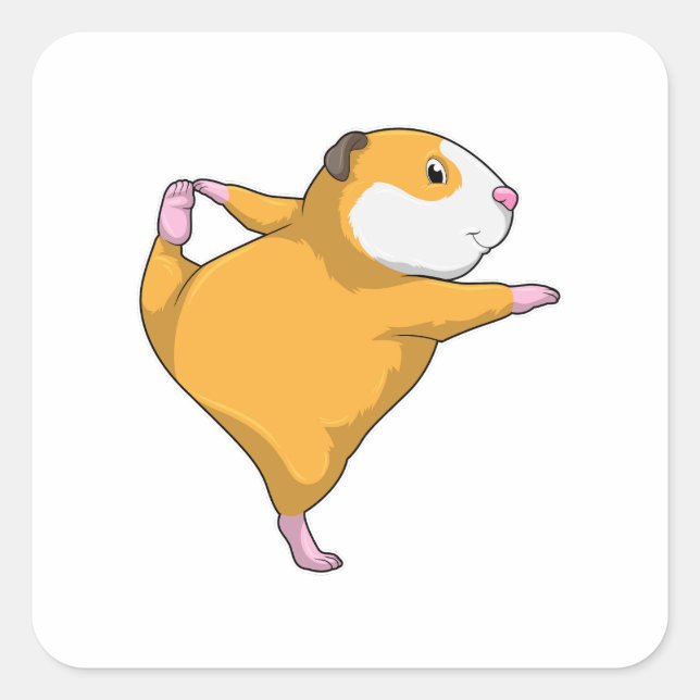 Guinea pig at Yoga Stretching exercise Square Sticker (Front)