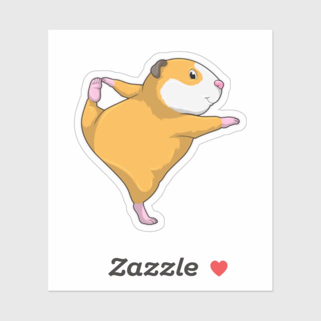 Guinea pig at Yoga Stretching exercise Sticker (Sheet)