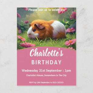 Guinea Pig Birthday Party Invitation Postcard