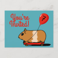Guinea Pig Birthday Party Invitation Postcard