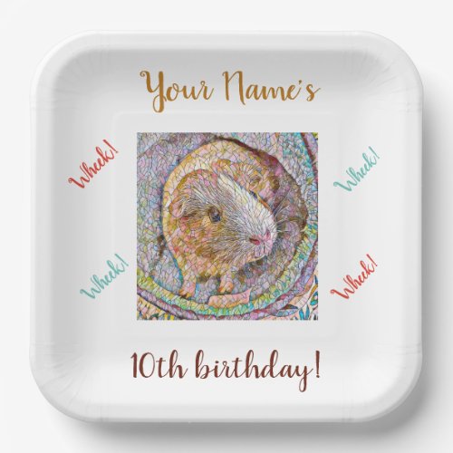 Guinea Pig Birthday Party Plates Customizable