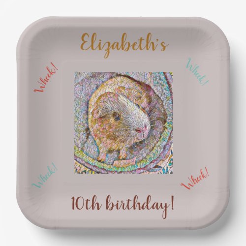 Guinea Pig Birthday Party Plates Customizable