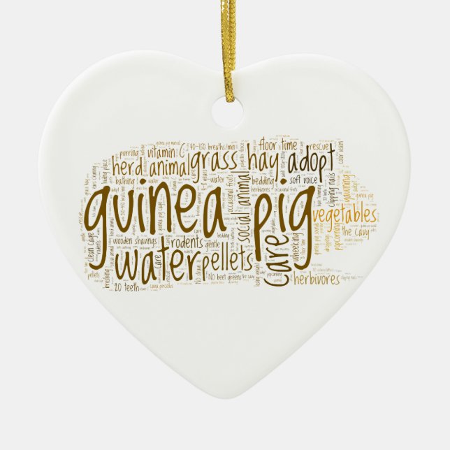 Guinea Pig Care Reminder Word Cloud Ceramic Ornament (Front)