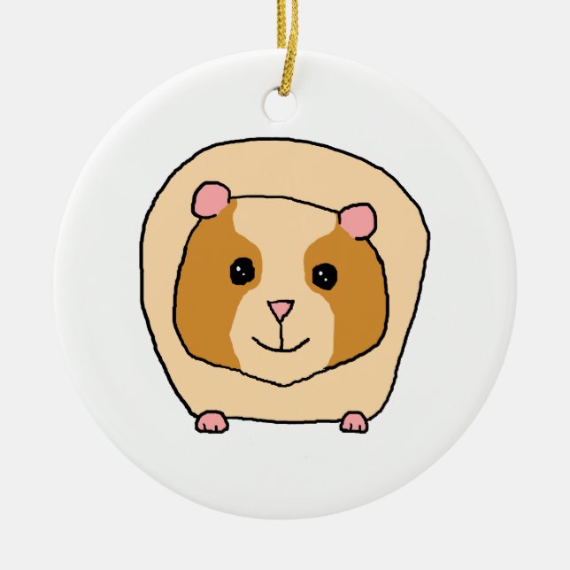 Guinea Pig Cartoon. Ceramic Ornament (Front)