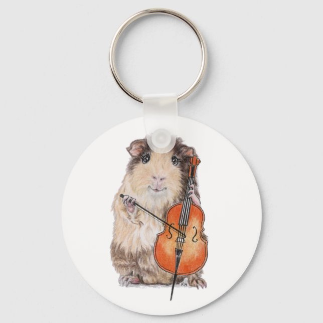 GUINEA PIG CELLO PLAYER KEYCHAIN (Front)