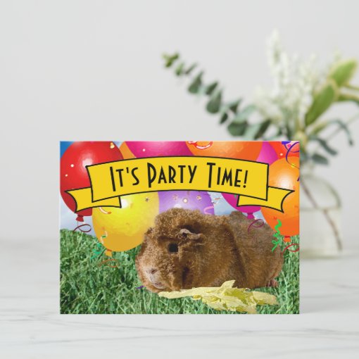 Guinea Pig Children's 2nd Birthday Party Balloons Invitation | Zazzle