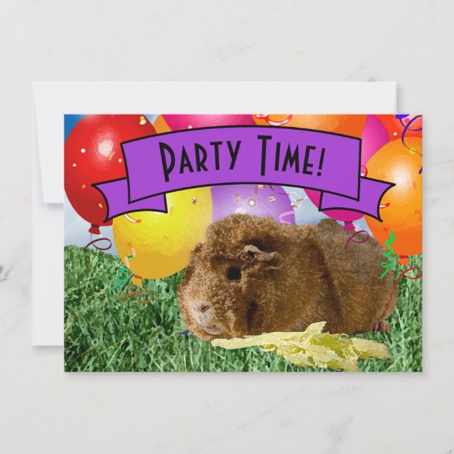 Guinea Pig Children's 3rd Birthday Party Balloons Invitation (Front)